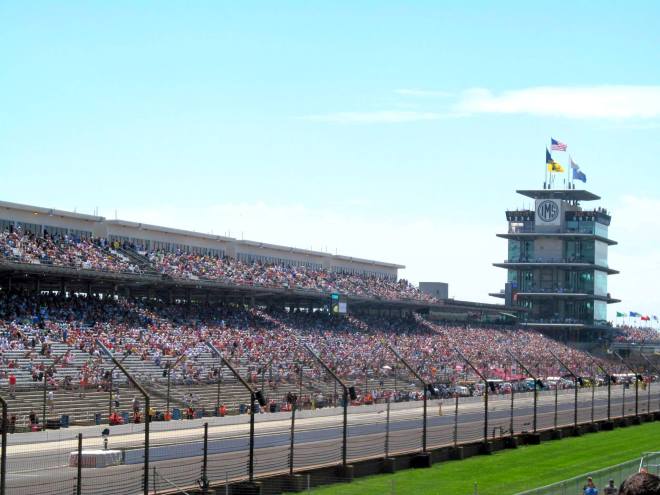 The pagoda behind the main strait at the Indy 500